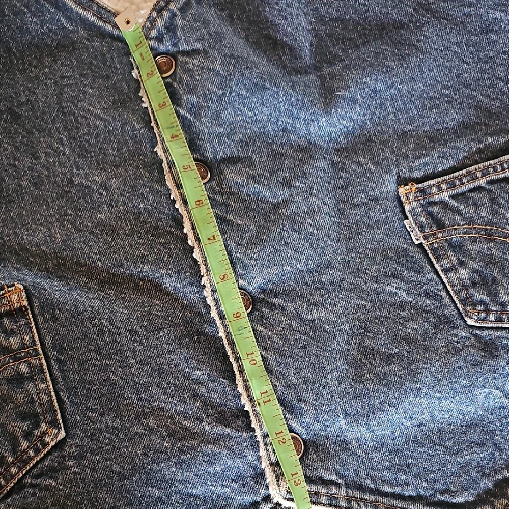 Vintage 70s 80s Levi's Dark Blue Denim Sherpa-Lined Vest - Size XL - Picture 11 of 13